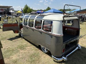 Grey Volkswagen bus at Dub Splash